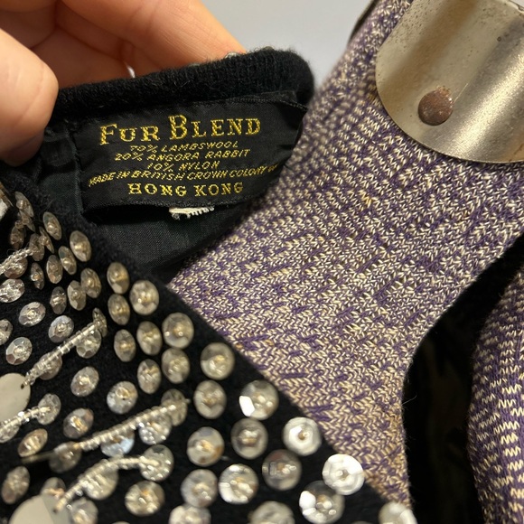 1960’s Glam Sequin Embellished Black and Silver Women's Top- Size S/M - Picture 6 of 6